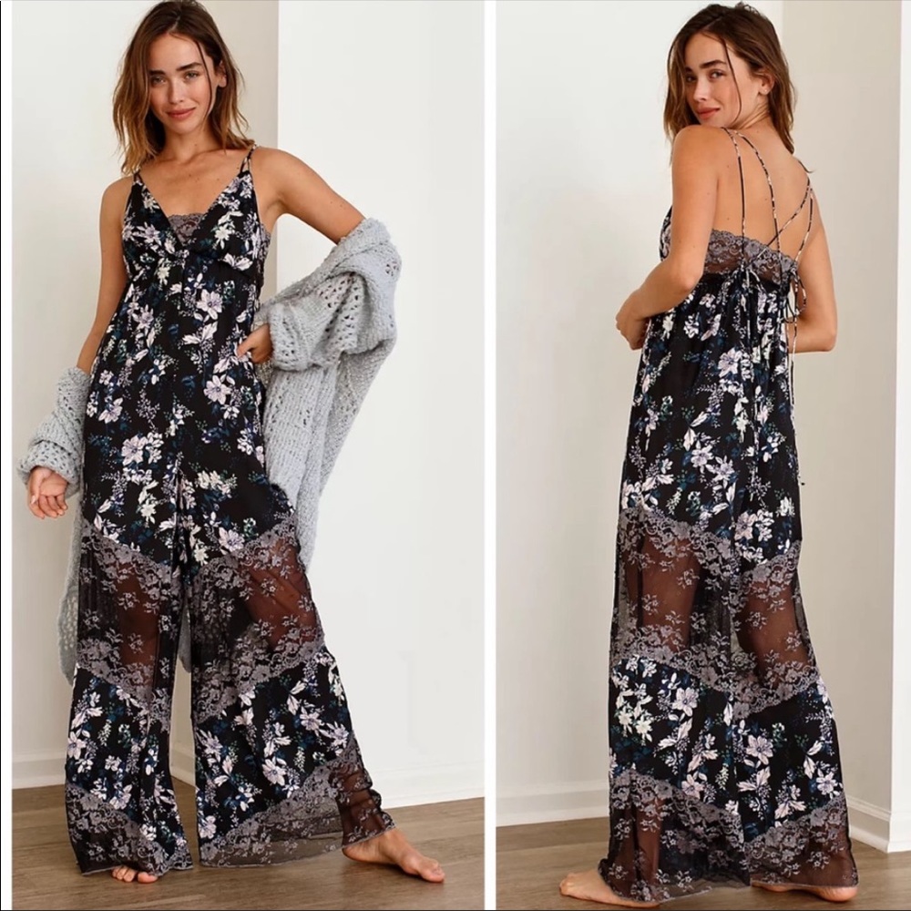 Free People Floral printed Lace Jumpsuit